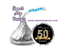 50th Birthday Hershey Kisses Stickers,Gold Diamonds 50th Birthday Hershey stickers,(1ab)